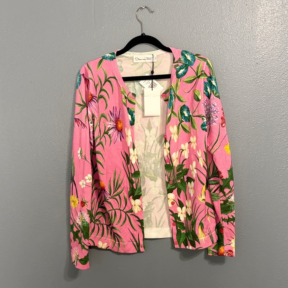 Oscar de la Renta 2 pieces Floral set Tapestry cardigan in pink. retail $3400 - Picture 6 of 8